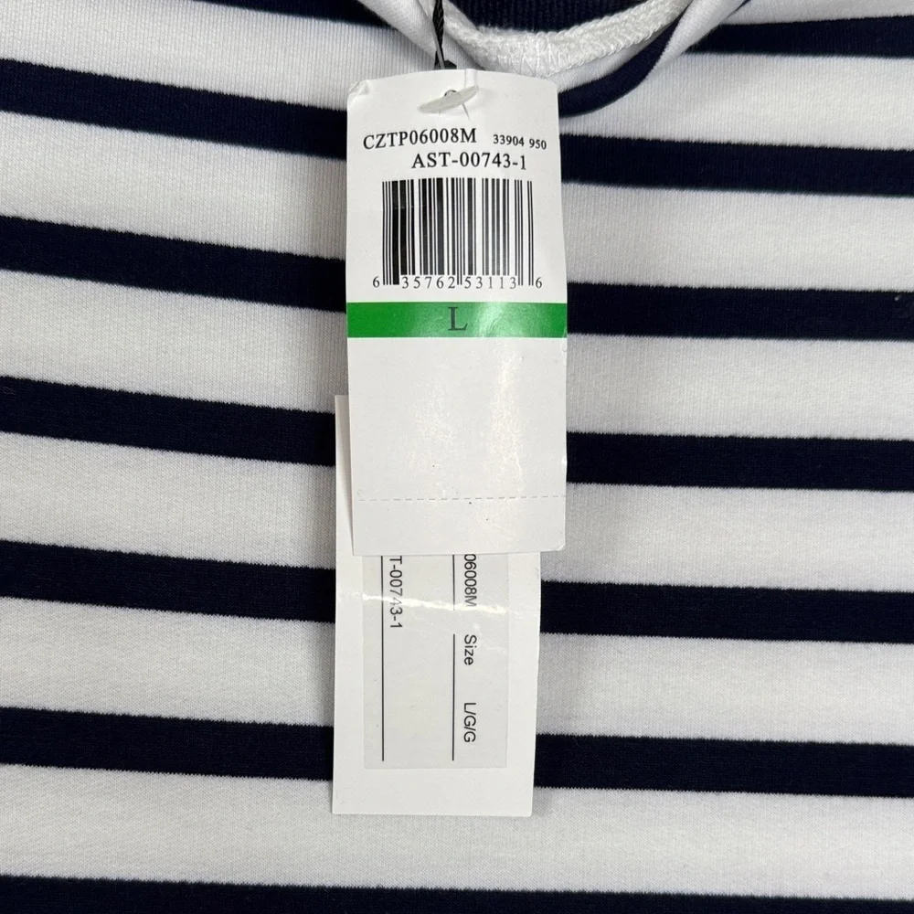 Cable & Gauge Studio Striped Top in Navy and White size large